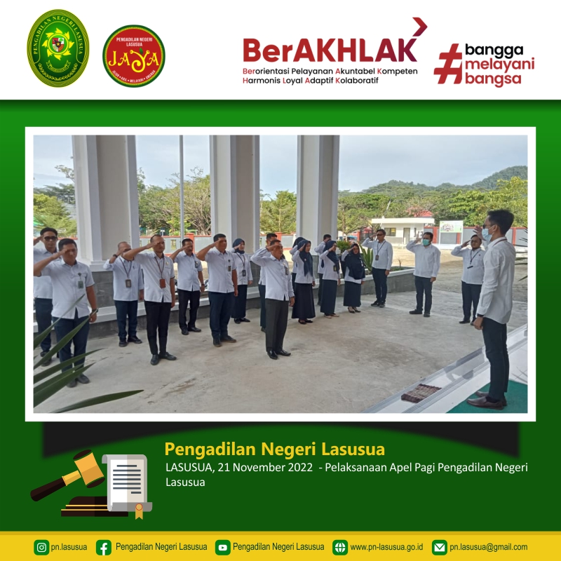 Pelaksanaan Apel Pagi Pengadilan Negeri Lasusua 